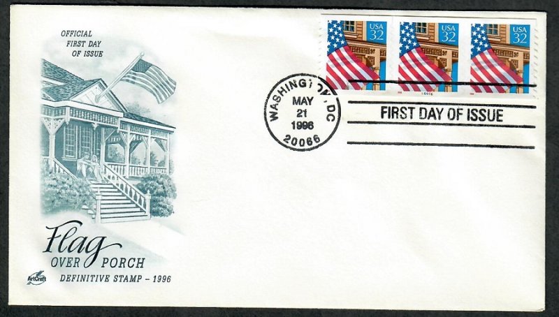 2915A Flag over Porch Unaddressed ArtCraft PNC FDC with Plate #66666