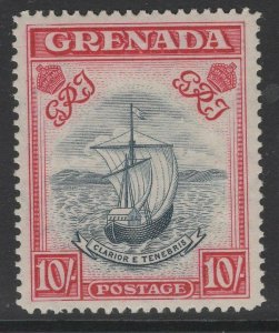 GRENADA SG163e 1943 10/= BLUE-BLACK & CARMINE p14 NARROW MTD MINT