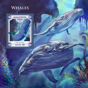 MALDIVES - 2018 - Whales - Perf Souv Sheet - MNH