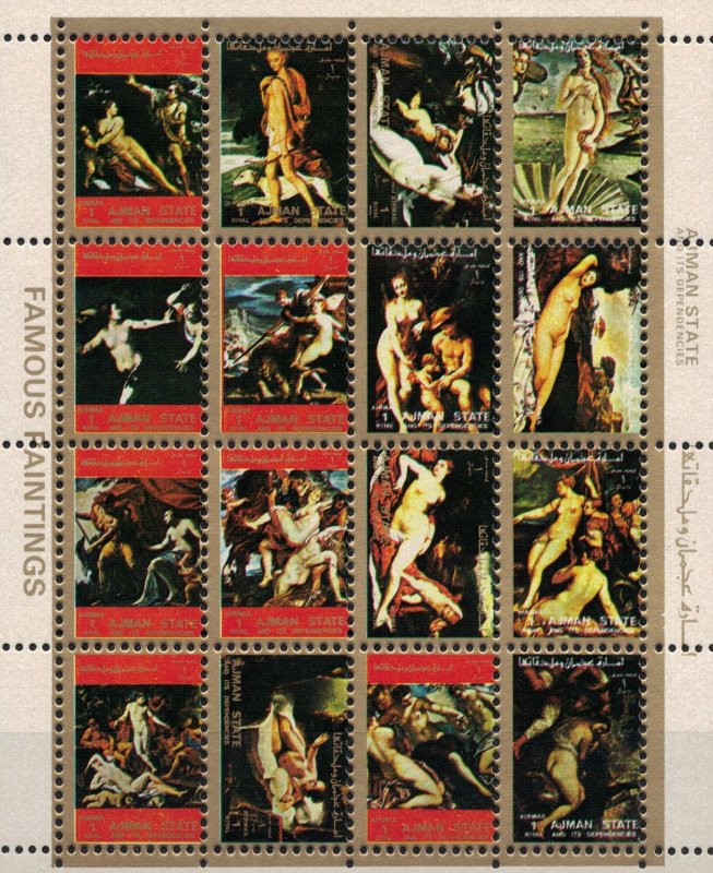 AJMAN 1973 - Paintings, nudes /minisheet MNH (small format)