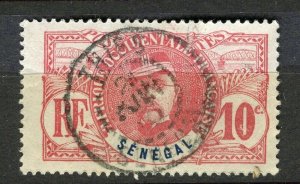 FRENCH COLONIES; SENEGAL 1900s classic pictorial type used 10c. value + Postmark