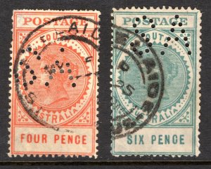 South Australia Misc. Large Format PERFIN Stamps Used
