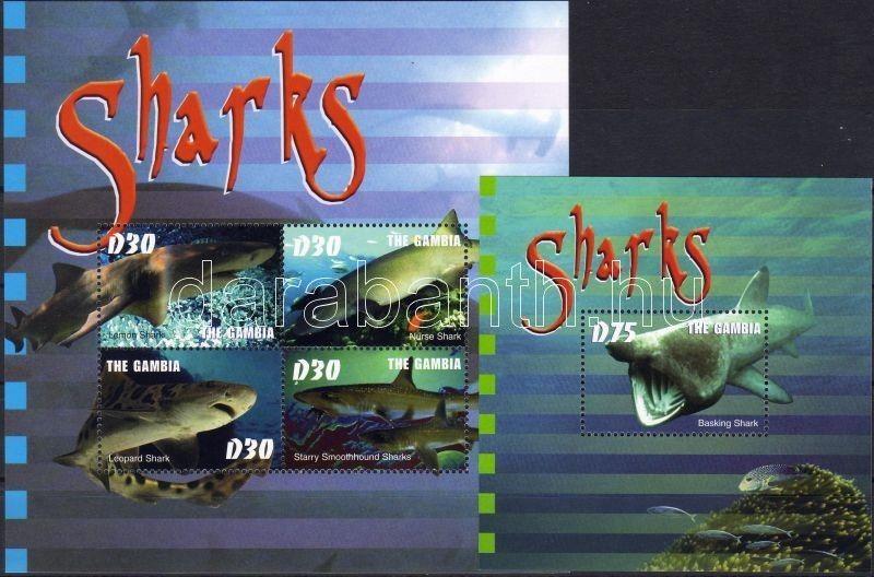 Gambia stamp Sharks minisheet + block MNH 2004 Mi 5193-5196 + 665 WS4484