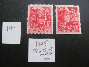 Germany 1945 MNH SC B292-293 SET XF 90 EUROS (147)