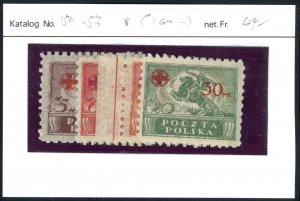 POLAND, RED CROSS SURCHARGE 1920, UNUSED SET HINGED