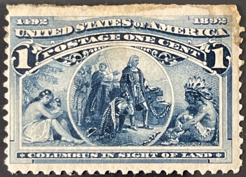 Scott #230 1893 Columbian 1¢ Columbus in Sight of Land unused hinged