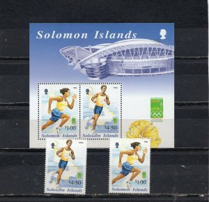 SOLOMON ISLANDS 2000 SUMMER OLYMPIC GAMES SYDNEY SET OF 2 STAMPS & S/S MNH