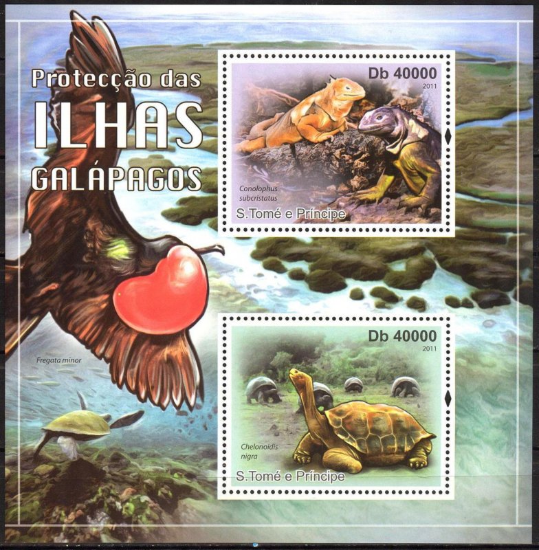 Sao Tome and Principe 2011 Reptiles Lizards Turtles Sheet MNH