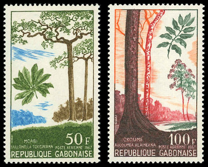 GABON Sc C61-62 VF/MLH - 1967 50f & 100f Trees