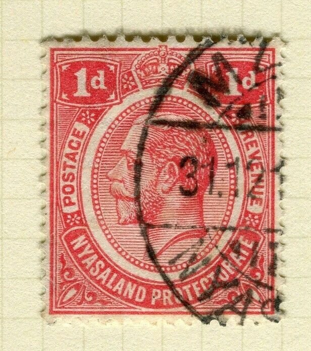 NYASALAND; 1913 early GV issue fine used 1d. value