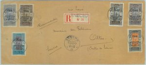 84455 - TOGO Anglo-French occupation  POSTAL HISTORY -  REGISTERED COVER  1919