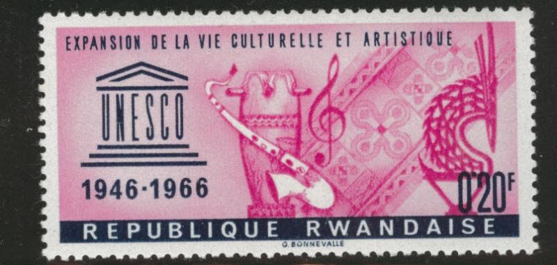 RWANDA Scott 186 MH* UNESCO stamp 1966