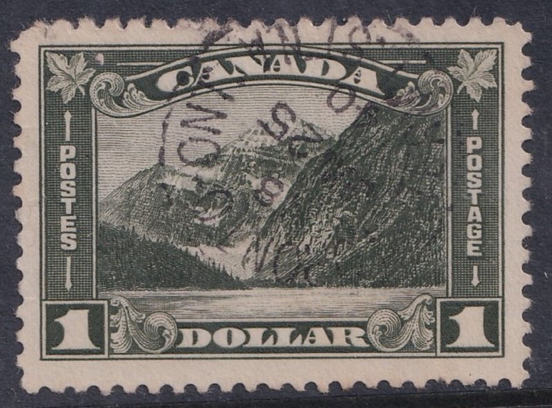 1930  CANADA - SG: 303  - KING GEORGE V  - $1 OLIVE GREEN  -  USED 