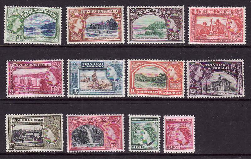 Trinidad & Tobago-Sc#72-83-unused light hinged QEII set-1953-