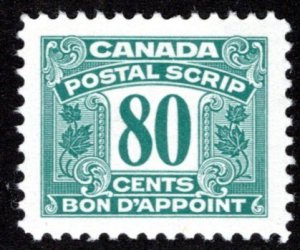 van Dam FPS57, Key Stamp, MNH, 80c green, XF/SUPERB, Canada Postal Scrip Third I