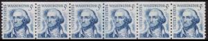 #1304v 1304 Washington 5c Dull Gum Line Pair Strip 6 MNH