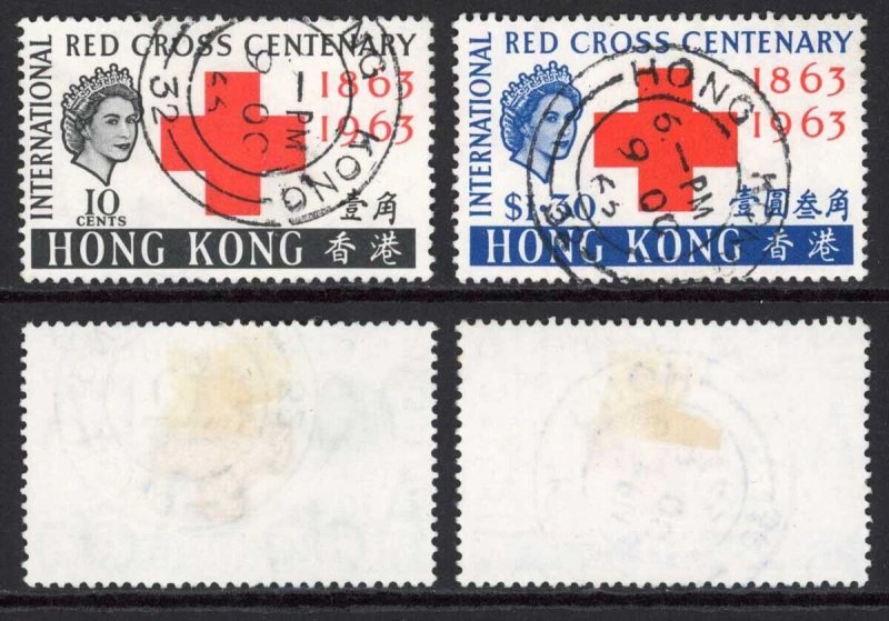 Hong Kong SG212/3 Red Cross fine used Cat 7.30 pounds
