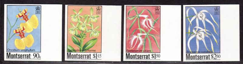 $Montserat Sc#554-7 M/NH, imperf, Orchids 