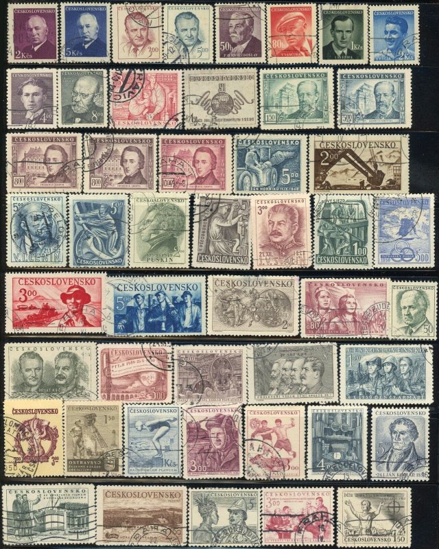 500 Czechoslovakia Postage Stamps Collection Europe 1919-1950 Czech Used