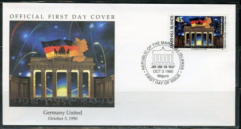 MARSHALL ISLANDS 1990 GERMANY UNITED FIRST DAY COVER 
