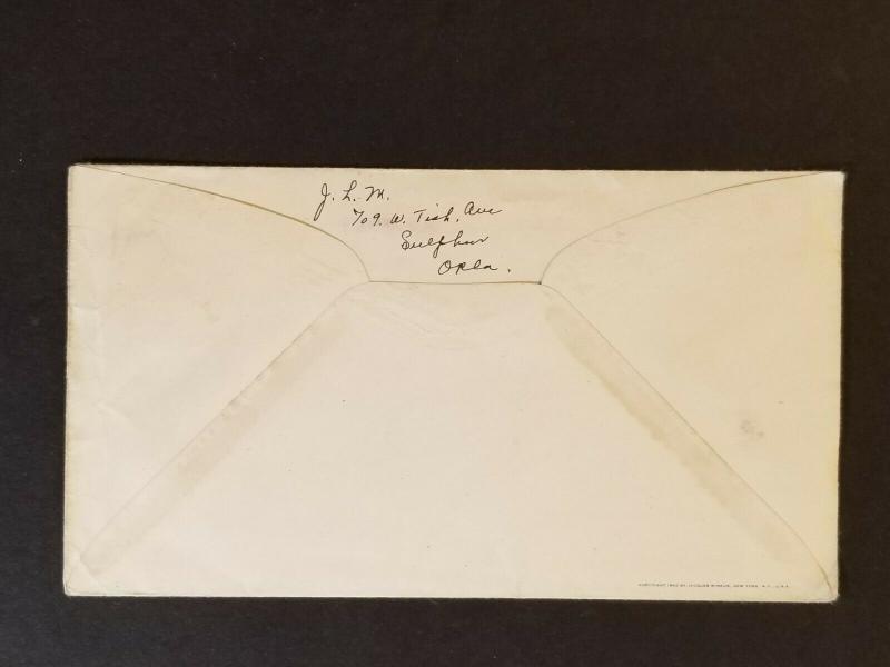 1943 Sulphur Oklahoma Richmond Virginia Colorful Illustrate Patriotic WWII Cover