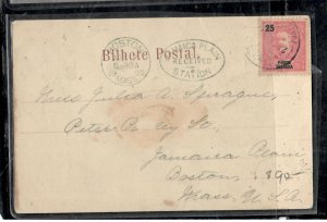 PONTA DELGADA PORTUGAL COLONY (P2706B) 1900  25C ON PPC TO USA 