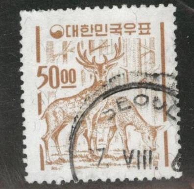 Korea Scott 371 used 1964 50w Deer stamp