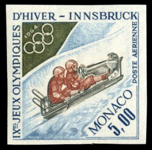 Monaco #C65 (YT PA83) Cat€40, 1964 Winter Olympics, imperf. single, never h...