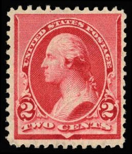 US Sc 220 MINT NO GUM - 1890 2¢ - Washington; Soft Porous Paper