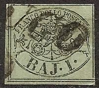 Roman States  2a Used 1852 1b black, blue green