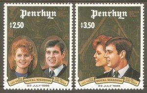 PENRHYN ISLANDS Sc# 343 - 344 MNH FVF Set of 2 Royal Wedding Andrew & Ferguson