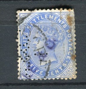 MALAYA; STRAITS SETTLEMENTS 1890s classic QV issue fine used 5c. + POSTMARK