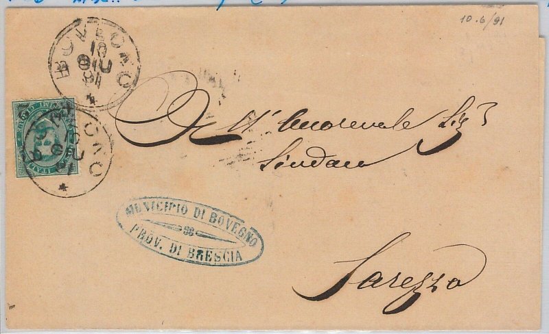 ITALIA REGNO: storia postale - Sass 56 MBC su BUSTA da BOVEGNO ( BRESCIA) 1891