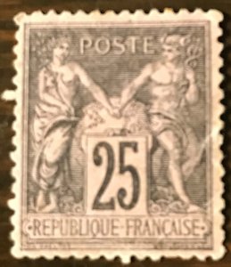 France Scott #100 - MINT Single 25¢ Peace & Commerce  XF/S, MH -(FR101100)