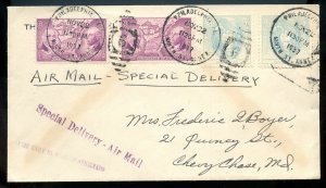 U.S. Scott 795 (2) and 796 (2) on 1937 Airmail Special Delivery Cover