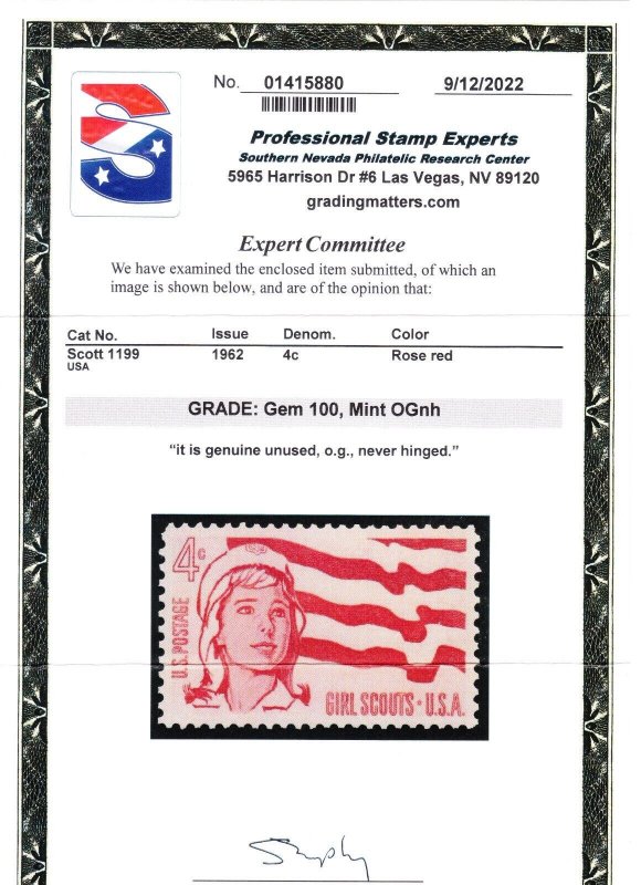 MOstamps - US #1199 Mint OG NH graded 100 with PSE cert - Lot # MO-4199 SMQ $185