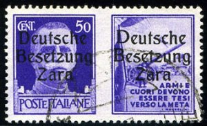 German WWII Occupation, Zara #Mi. 20IV Cat€80, 1943 50c Marine, stamp overp...