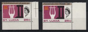 St Lucia 1967 The unissued UNESCO 25c with gold ovpt and Statehood ovpt in bla