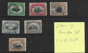 United States #294-299 Used - Pan Am Stamp Set - CAT VALUE $128.50