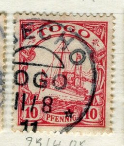 GERMAN COLONIES TOGO; 1900s early Yacht type used POSTMARK value, Anecho