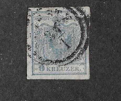 Austria Sc #5  9Kr  used with Trieste CDS VF