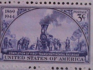 ​UNITED STATES-1944-SC# 922-TRANSCONTINENTAL RAILROAD -MNH IMPRINT PLATE BLOCK