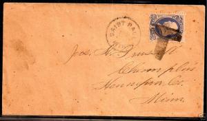 US FANCY CANCEL COVER ~ SAINT PAUL 'T' MONOGRAM ~ COLE #Lt-7