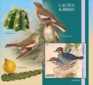 Liberia - 2023 Cactus and Birds, Blue Pitta - Stamp Souvenir Sheet - LIB230103b2