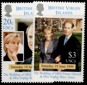 BRITISH VIRGIN ISLANDS QEII SG1019-1020, 1999 Royal wedding set, NH MINT. 