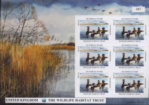 UNITED KINGDOM  2013 DUCK STAMP GOLDEN PLOVER MINI SHEET By Jonathan Pomroy