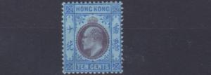 HONG KONG  1904 - 06    SG 81  10C  PURPLE & BLUE   MH  CAT £40       
