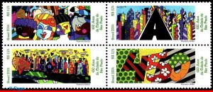 2918 BRAZIL 2004 SAO PAULO CITY, 450 YEARS, ART, CITIES, RHM C-2554-57, MNH