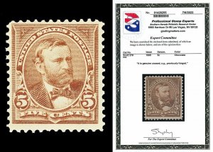 Scott 270 1895 5c Chocolate Grant Mint F-VF OG LH Cat $35 with PSE CERT