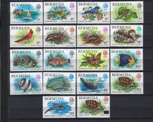 BERMUDA SCOTT #363-379/509- 1978-79 FAUNA SET-  MINT XLIGHT HINGED